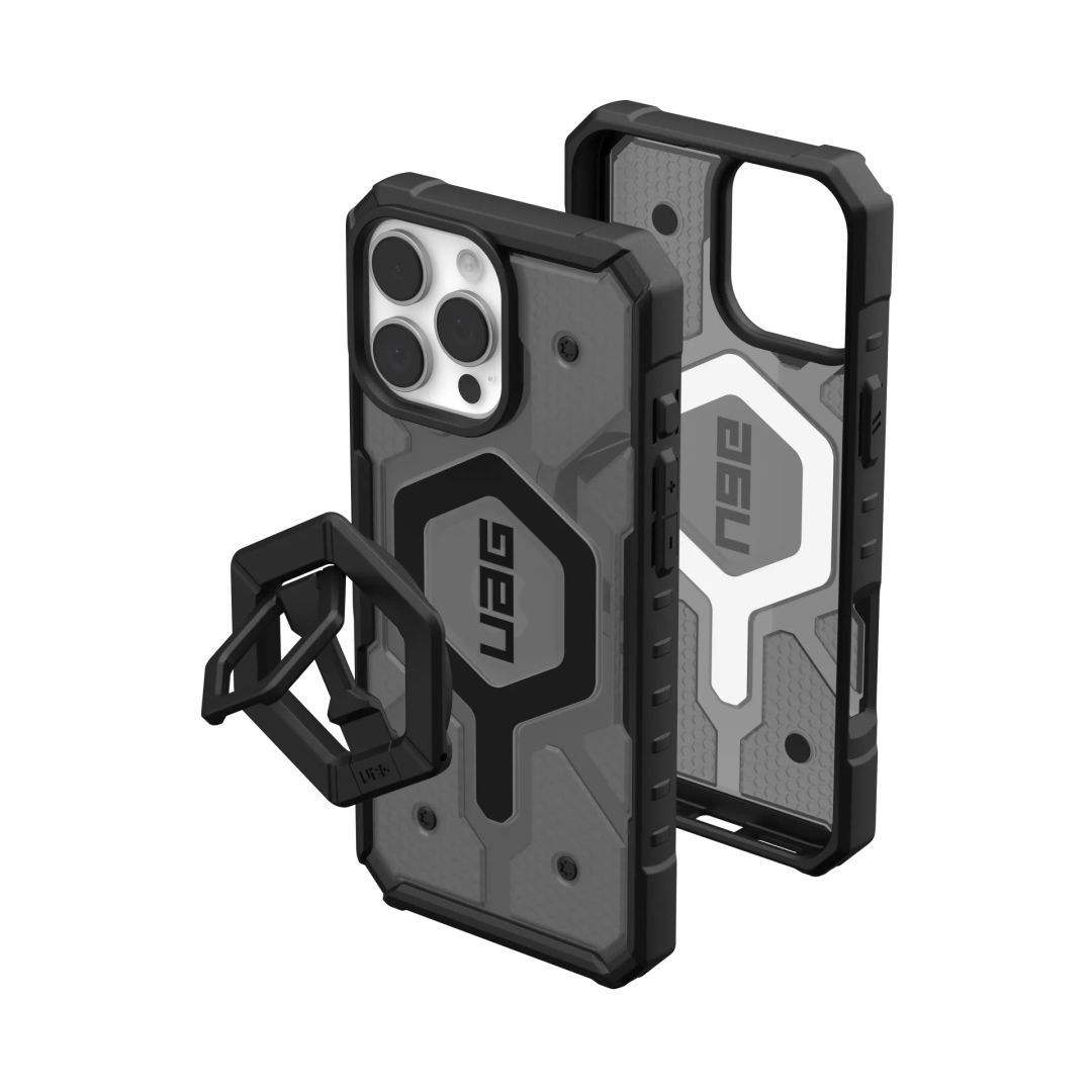 UAG Pathfinder Clear Magsafe iPhone 16 Pro Max Ash/Black+Stand