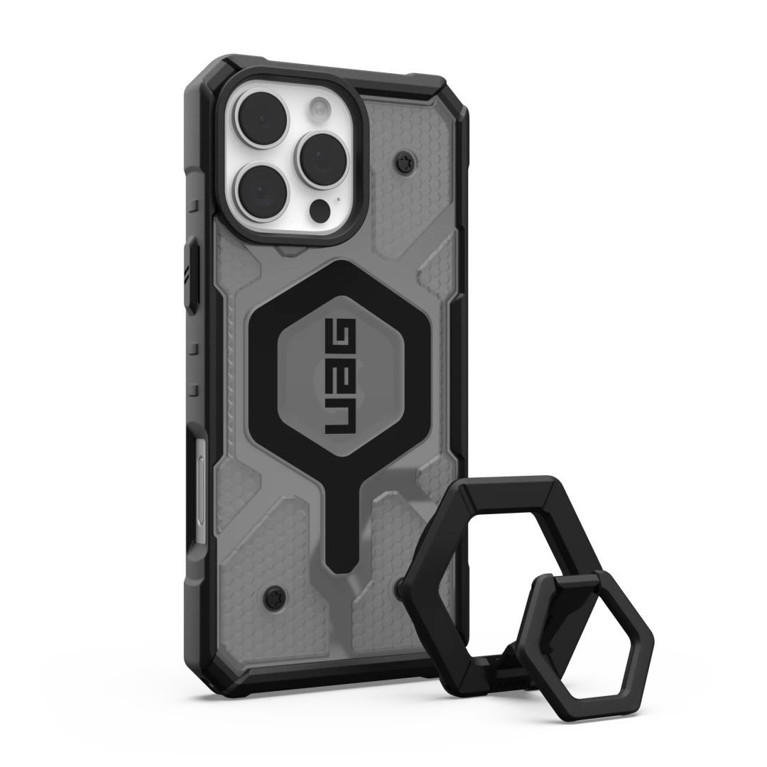 UAG Pathfinder Clear Magsafe iPhone 16 Pro Max Ash/Black+Stand