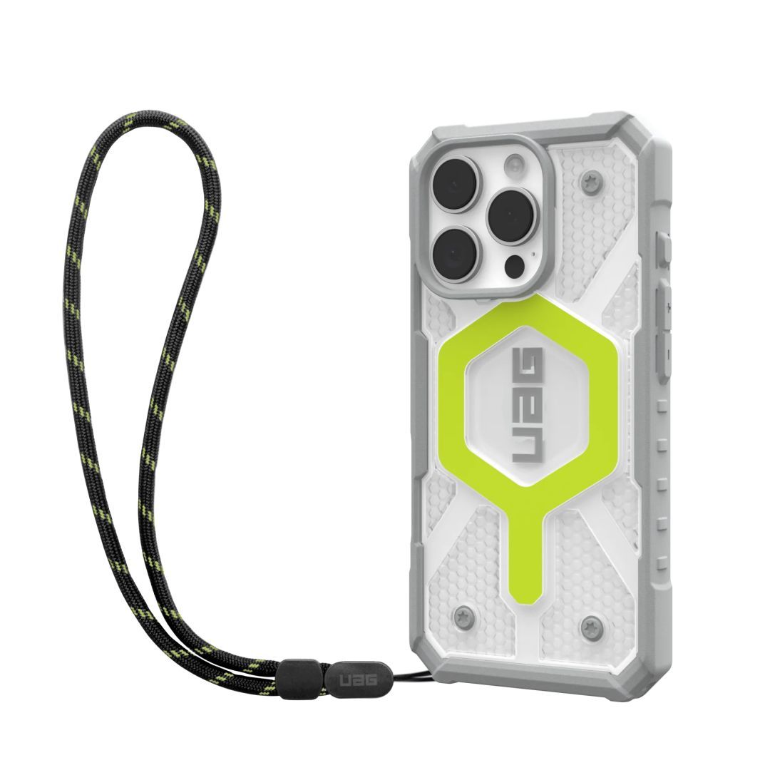 UAG Pathfinder Clear Magsafe iPhone 16 Pro Active Neon+Lanyard