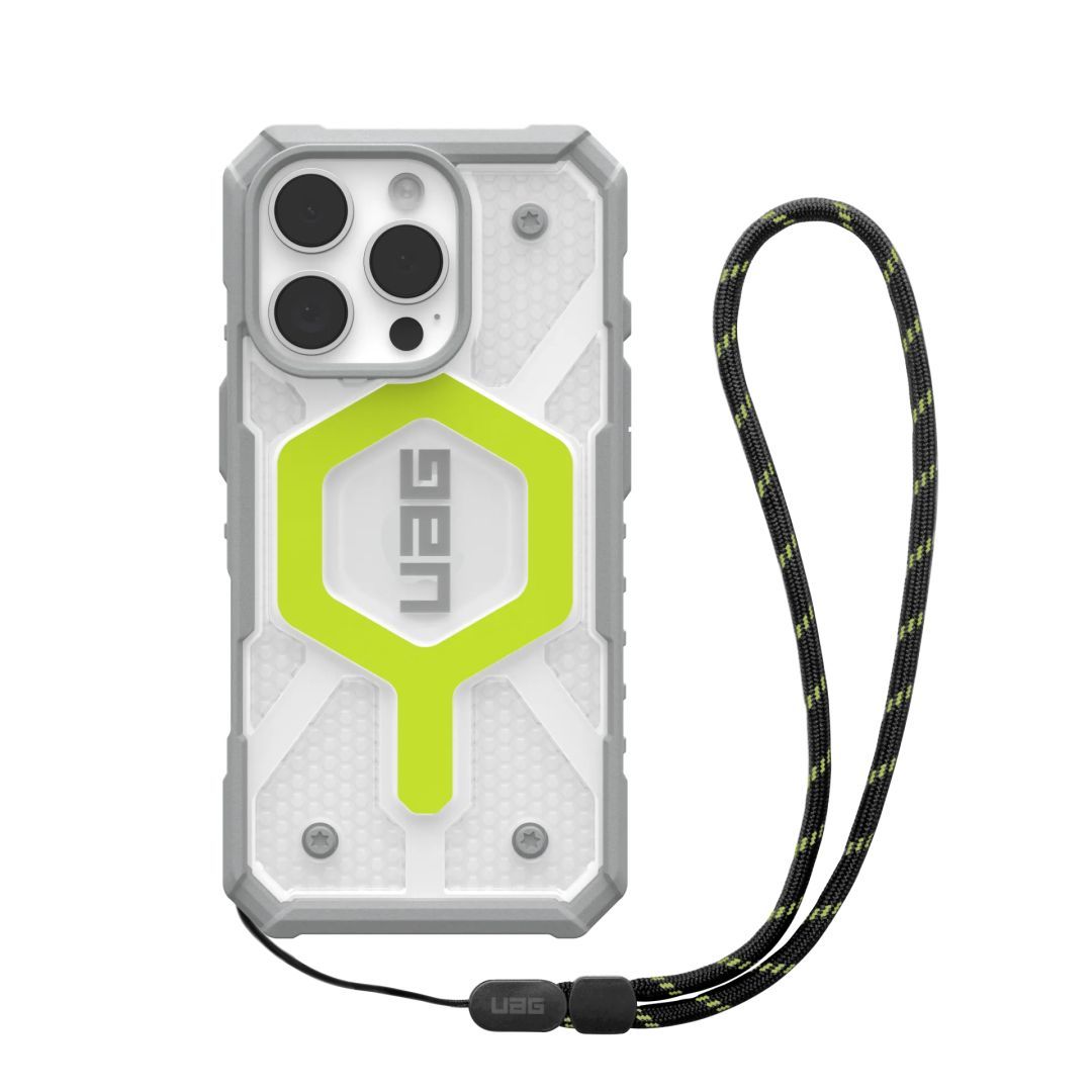 UAG Pathfinder Clear Magsafe iPhone 16 Pro Active Neon+Lanyard