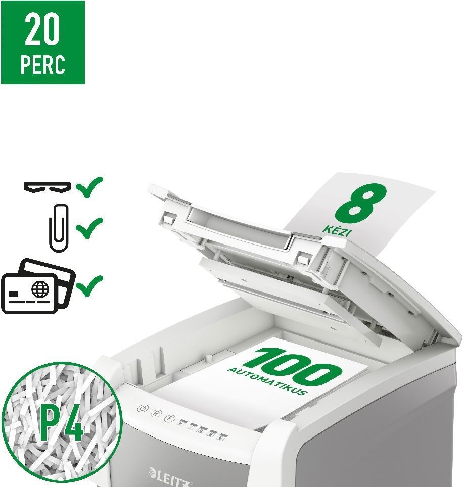 Leitz IQ AutoFeed SmallOffice 100 P4 Pro Iratmegsemmisítő White