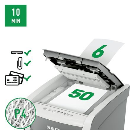 Leitz IQ AutoFeed SmallOffice 50X P4 Iratmegsemmisítő White