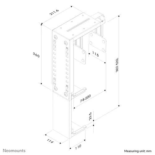 Neomounts CPU-D025BLACK Under Desk & On-Wall PC Mount Black