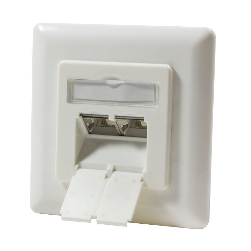 Logilink Cat.6 wall outlet 2xRJ45 shielded horizontal cable entry Pure White