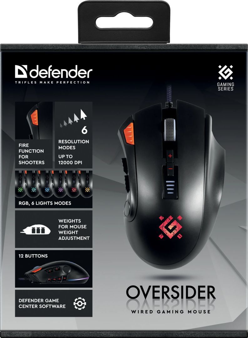 Defender GM-917 Oversider RGB Gaming Mouse Black