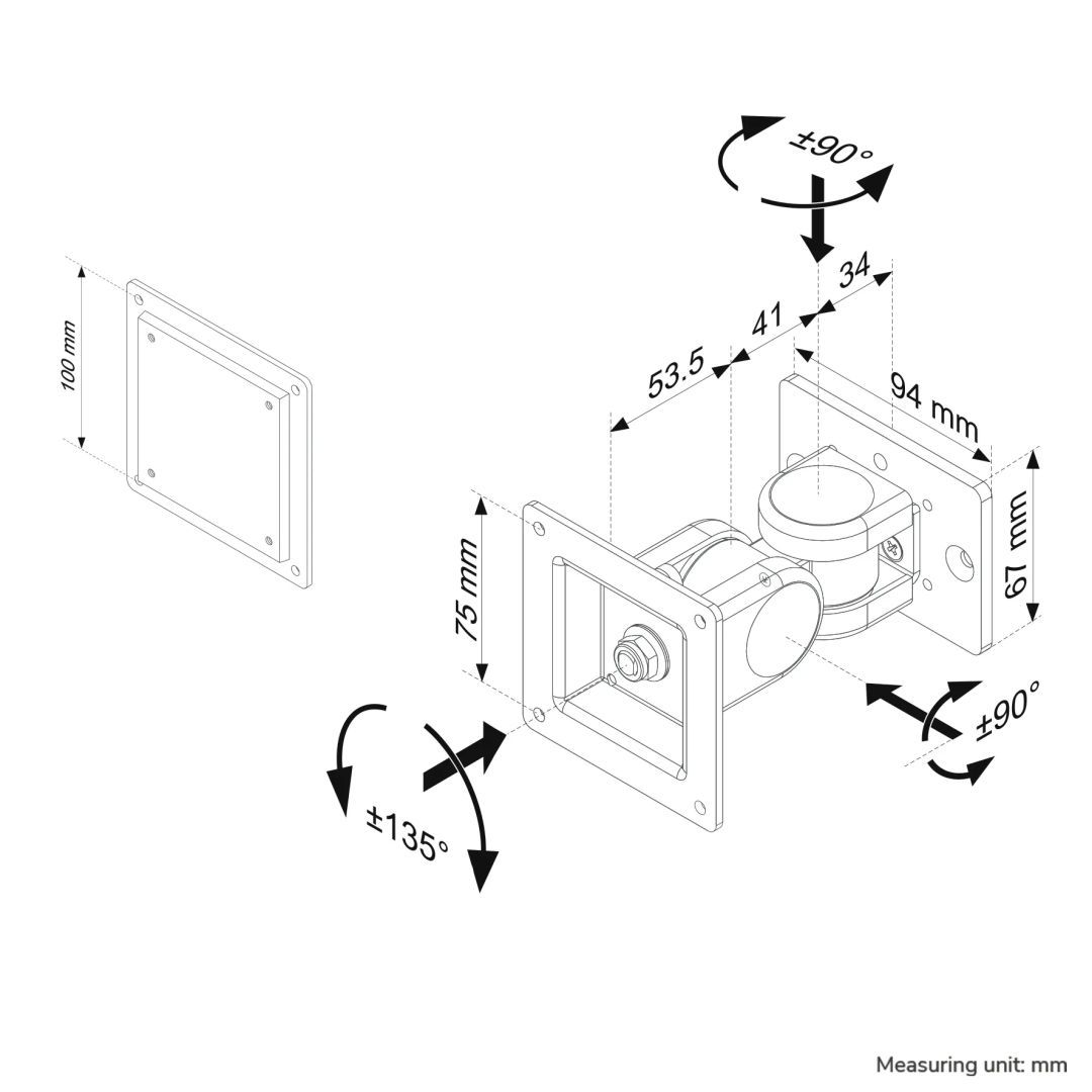 Neomounts FPMA-DTBW200 Tilt/Turn/Rotate Monitor Mount 10"-30" Silver