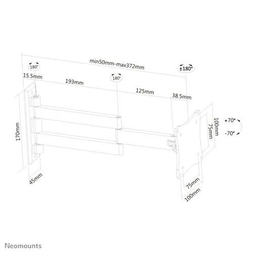 Neomounts FPMA-W830 TV/Monitor Wall Mount (Full Motion) for 10"-27" Black