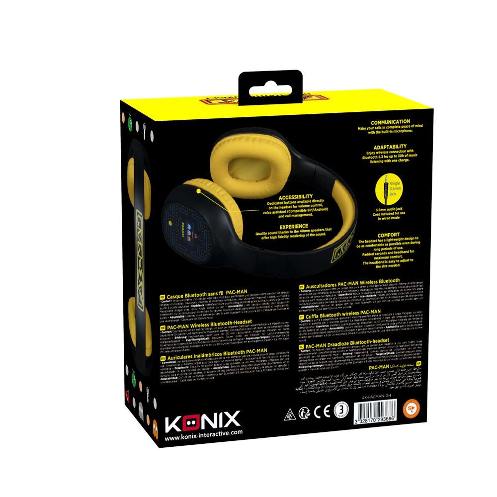 KONIX Pac-Man Bluetooth Headset Black/Yellow