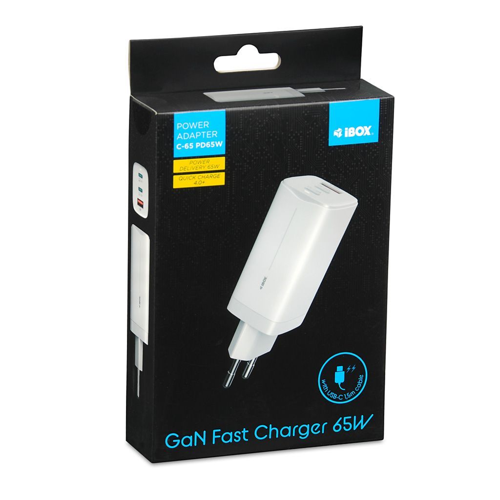 iBox C-65 GaN 65W Universal Charger White