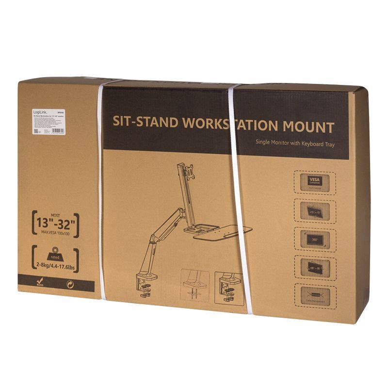 Logilink BP0040 13"-32" Sit-Stand Workstation Monitor Desk Mount Silver