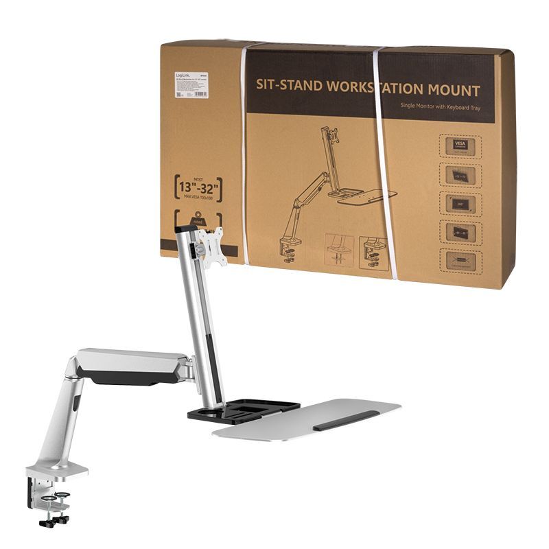 Logilink BP0040 13"-32" Sit-Stand Workstation Monitor Desk Mount Silver