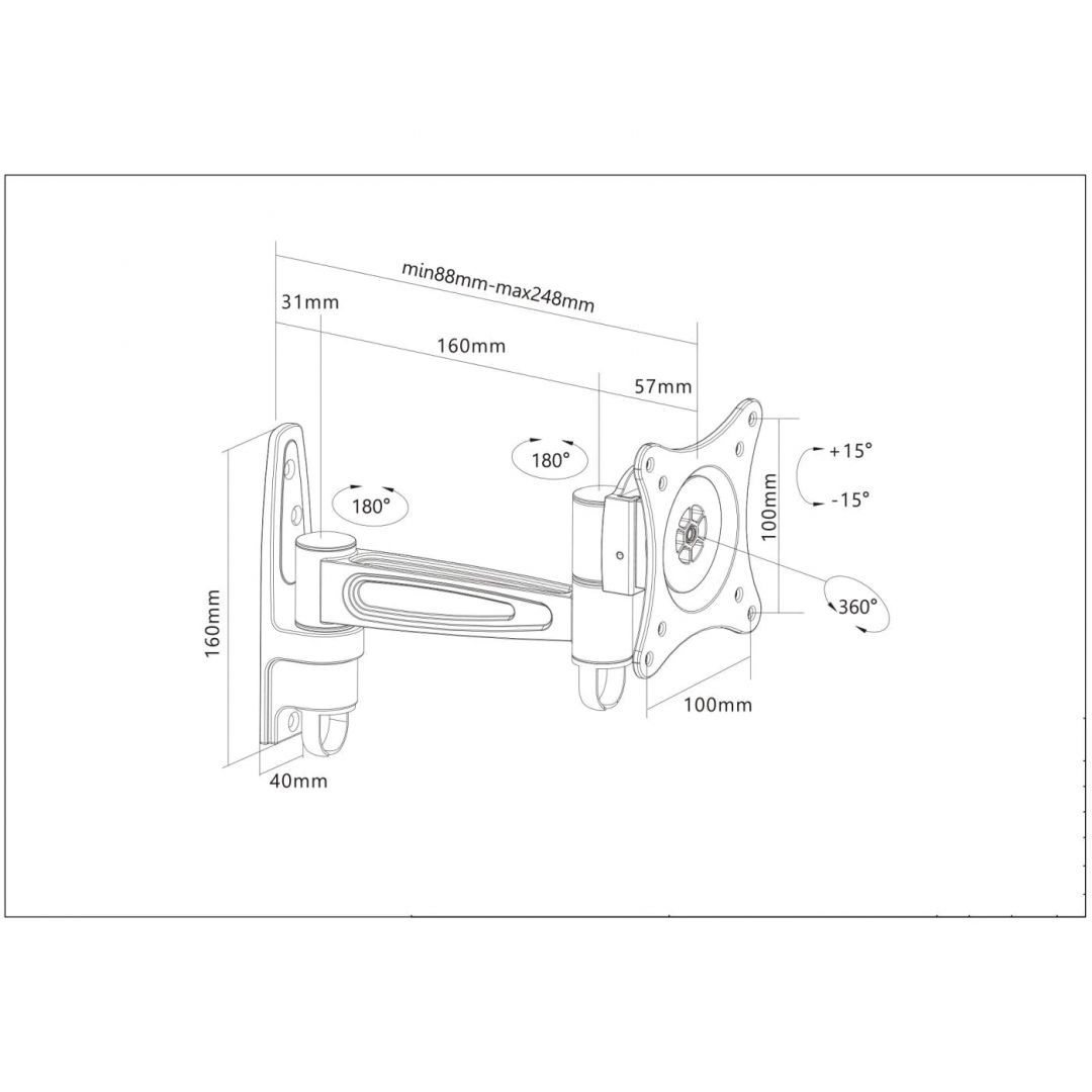 Manhattan Universal Flat-Panel TV Articulating Wall Mount Black