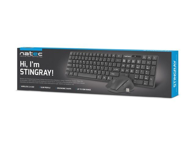 natec Stingray Wireless Keyboard Combo Black US