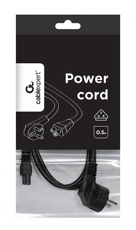 Gembird PC-186-ML12-0.5M Power cord (C5) VDE approved 0,5m Black