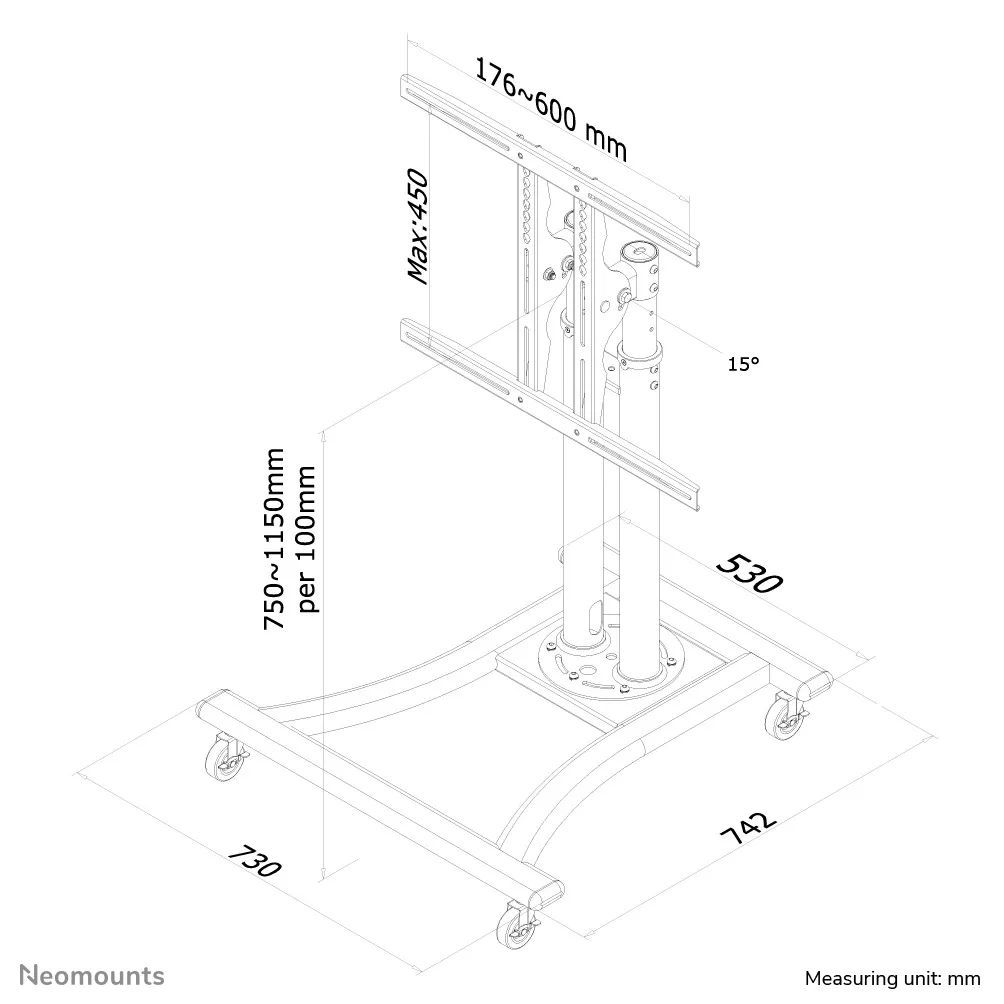 Neomounts PLASMA-M1200 Mobile Monitor/TV Floor Stand for 27"-70" Silver