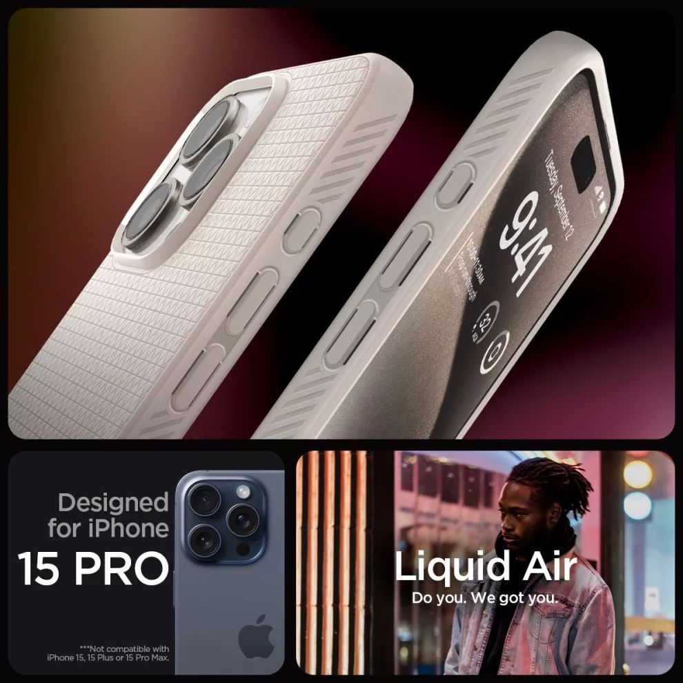 Spigen Liquid Air for iPhone 15 Pro Natural Titanium