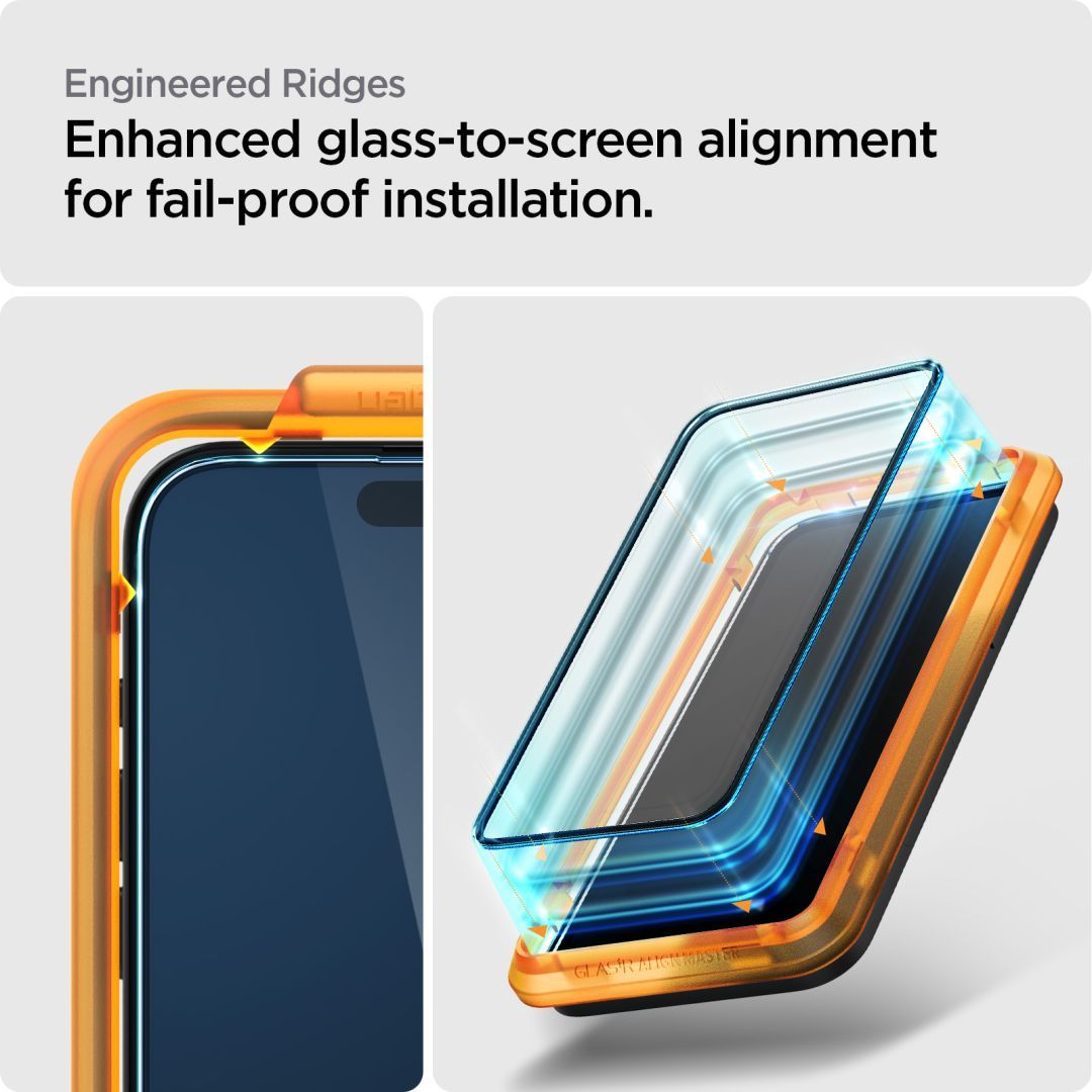 Spigen iPhone 15 Pro Screen Protector AlignMaster GLAS.tR FC Black (2 Pack)