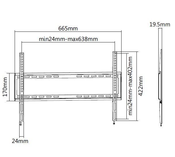 EQuip 37"-70" Fixed TV Wall Bracket Black