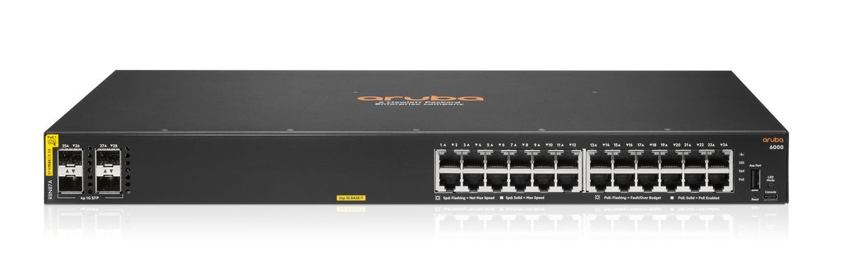 HP Aruba CX 6000 24-Port PoE Switch Black