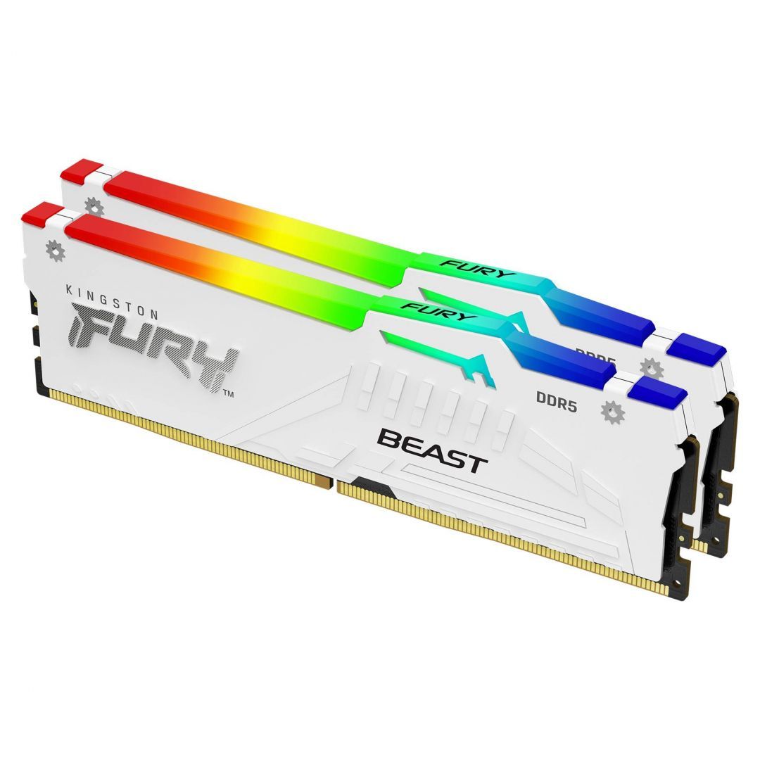 Kingston 64GB DDR5 5600MHz Kit(2x32GB) Fury Beast RGB Expo White