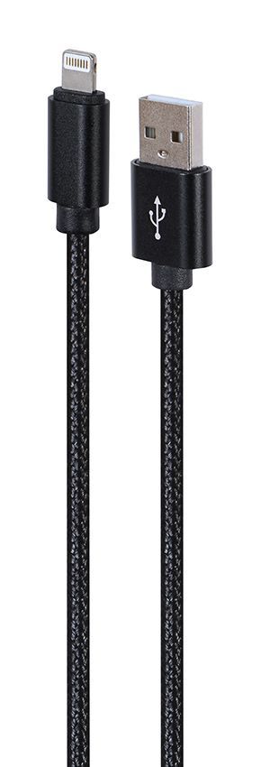 Gembird CCDB-mUSB2B-AMLM-6 Cotton braided 8-pin cable with metal connectors 1,8m Black