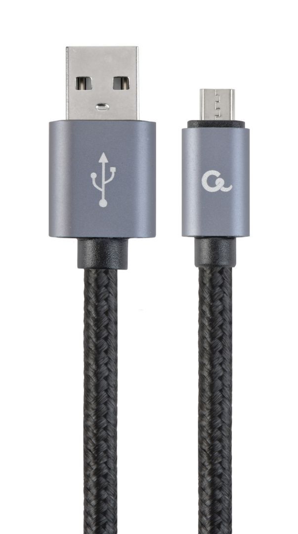 Gembird CCDB-mUSB2B-AMBM-6 Cotton braided micro-USB cable with metal connectors 1,8m Black