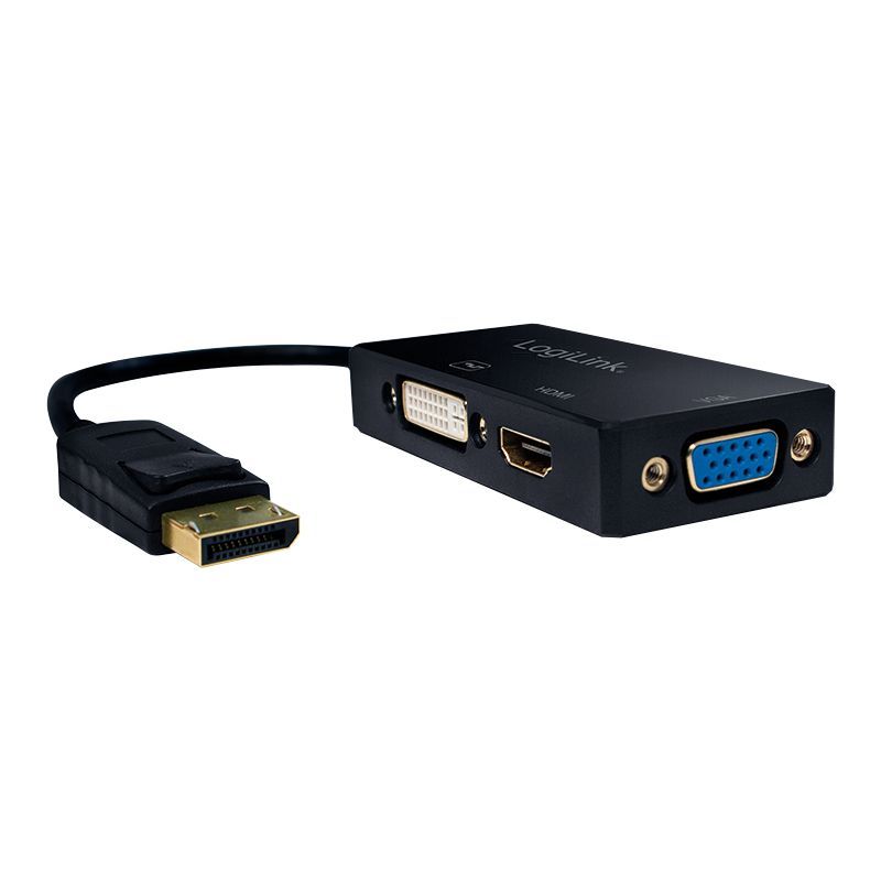 Logilink CV0109 4K DisplayPort to DVI/HDMI/VGA Converter Black