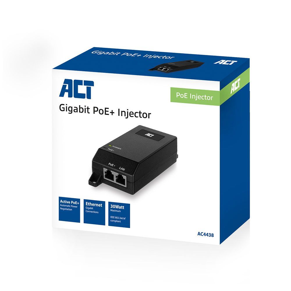 ACT AC4438 Gigabit PoE+ (30W) Injector