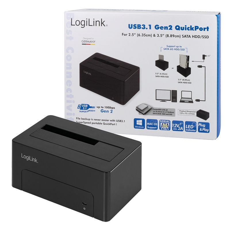 Logilink Quickport USB 3.1 Gen2 for 2.5"+ 3.5" SATA HDD/SSD