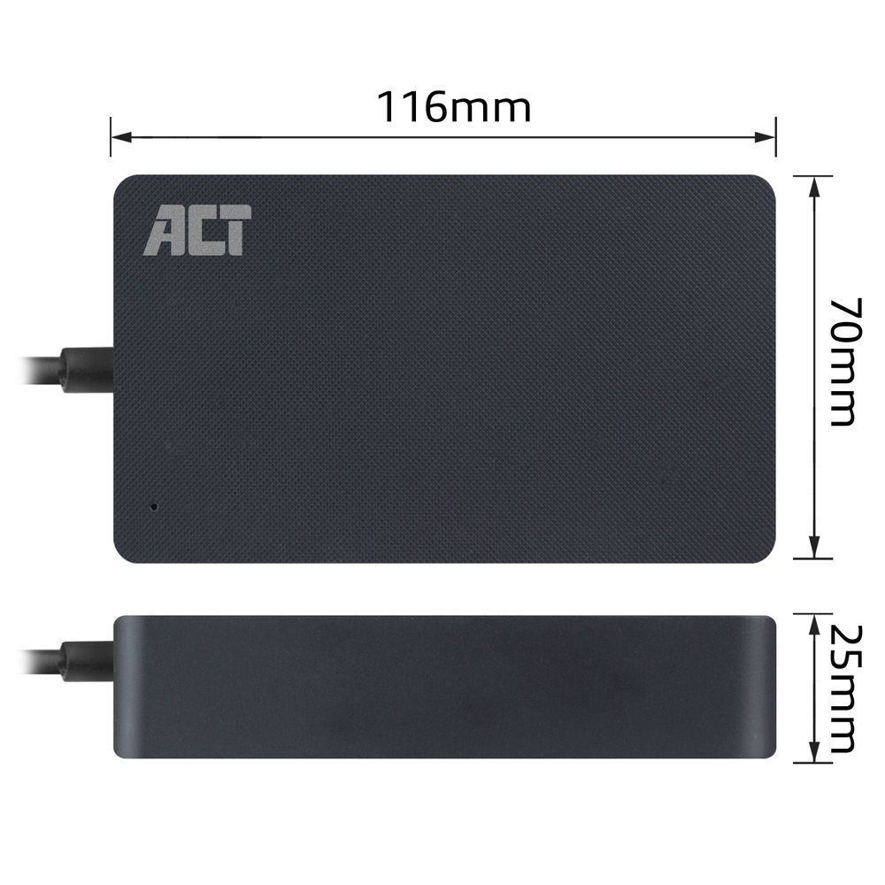 ACT AC2060 Slim size laptop charger 90W Black