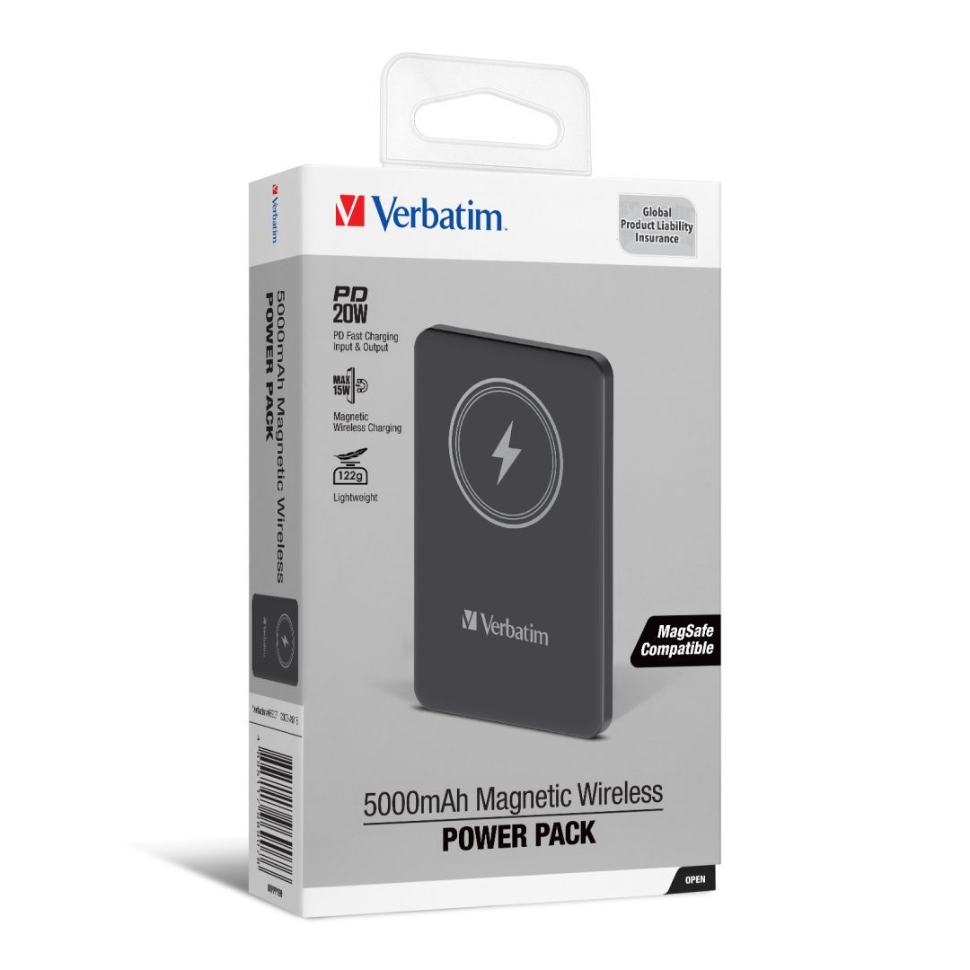 Verbatim Charge 'n' Go Magnetic Wireless 5000mAh PowerBank Black