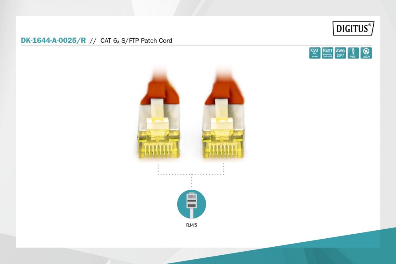 Digitus CAT6A S-FTP Patch Cable 0,25m Red