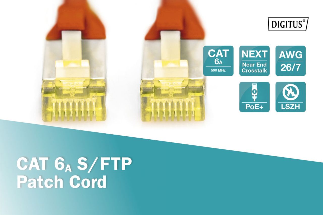 Digitus CAT6A S-FTP Patch Cable 0,25m Red