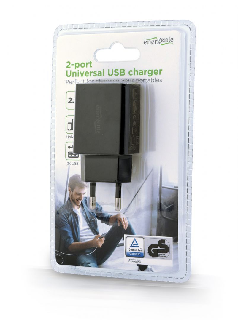 Gembird EG-U2C2A-03-BK 2-Port Universal USB Charger 2.1A Black