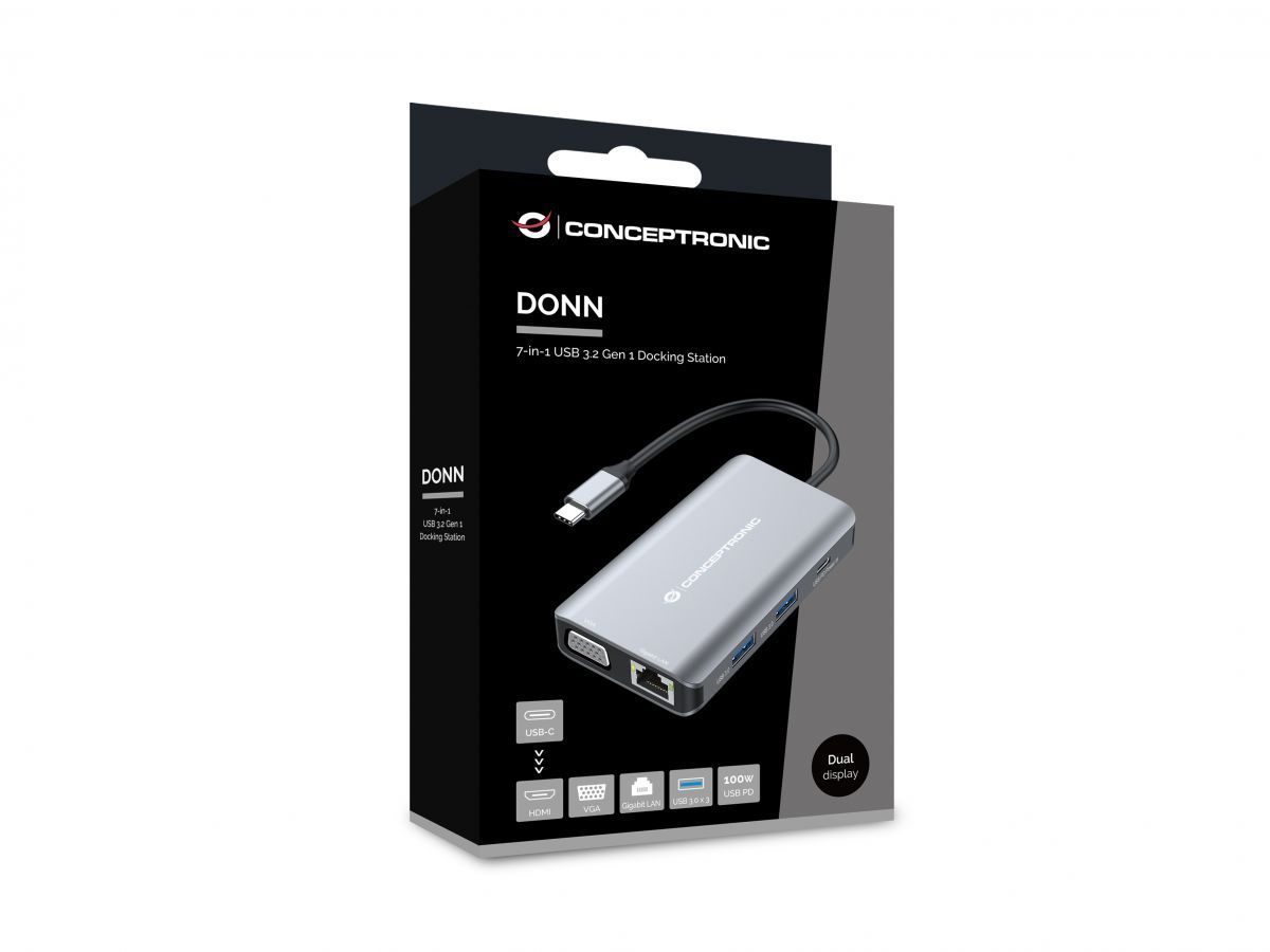 Conceptronic DONN21G 7-in-1 USB 3.2 Gen 1 Docking Station