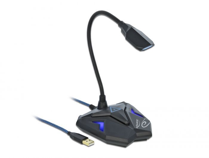 DeLock Desktop USB Gaming Microphone with Gooseneck and Mute Button