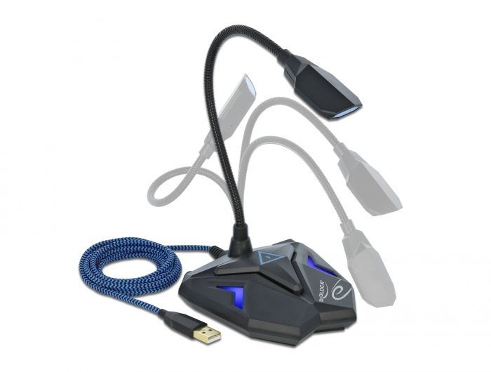 DeLock Desktop USB Gaming Microphone with Gooseneck and Mute Button