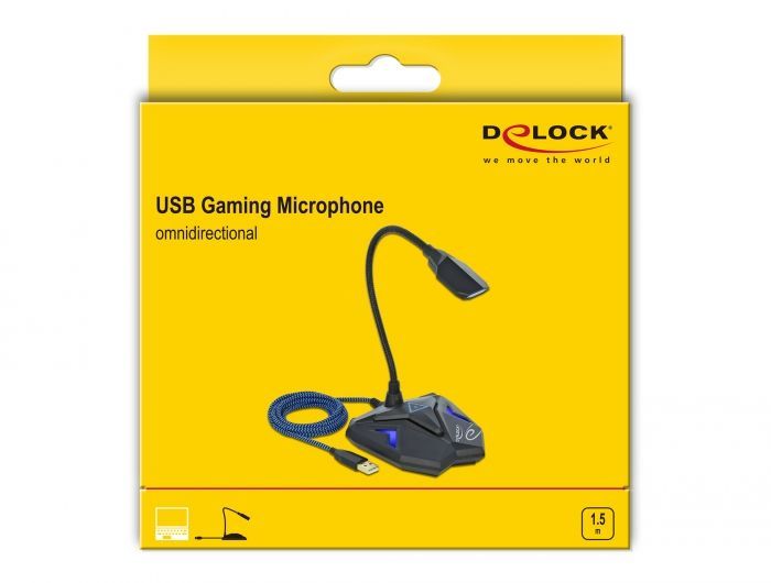 DeLock Desktop USB Gaming Microphone with Gooseneck and Mute Button