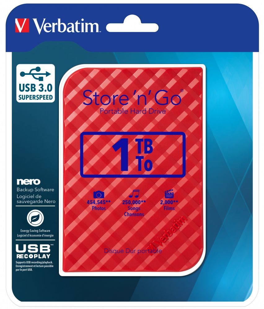 Verbatim 1TB 2,5" USB3.0 Store "n" Go Red