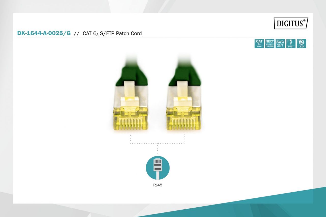 Digitus CAT6A S-FTP Patch Cable 0,25m Green