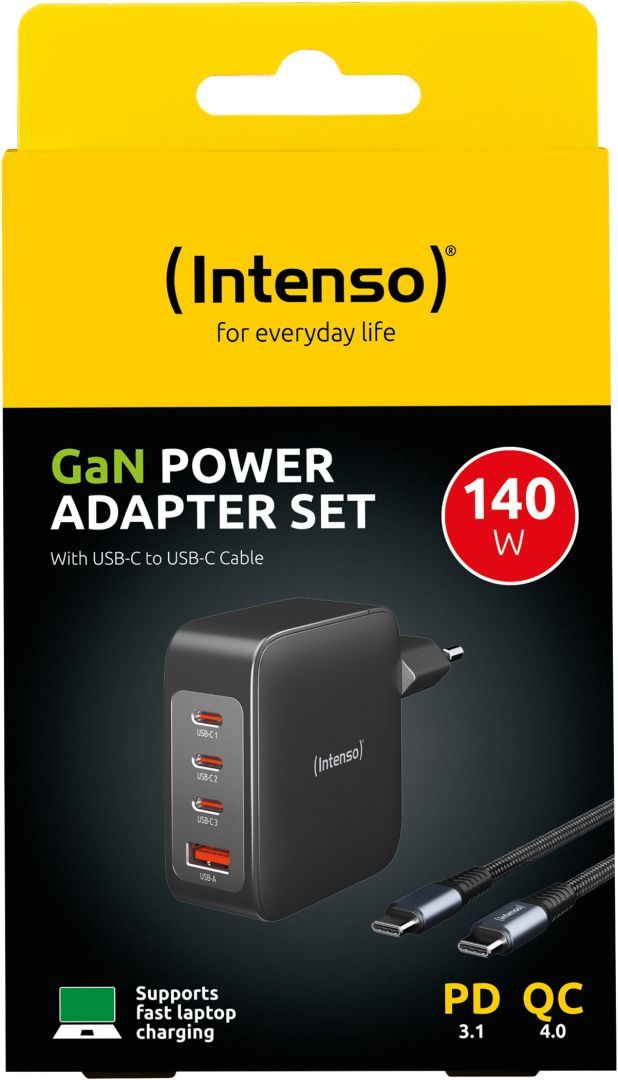 Intenso W140A3C GaN adapter + C520C cable Black