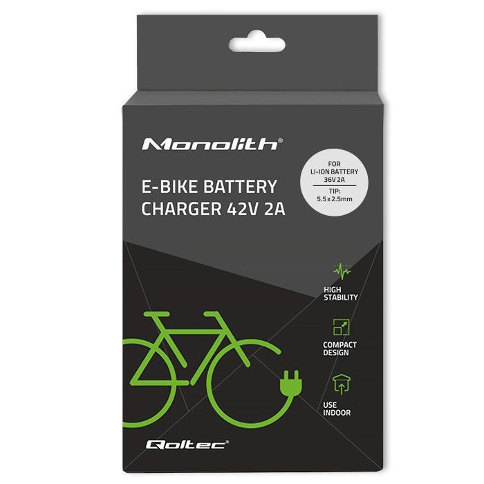 Qoltec Charger for E-bike Electric Scooter Black