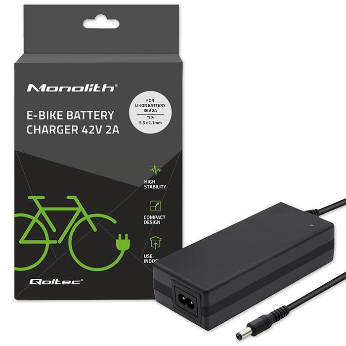 Qoltec Charger for E-bike Electric Scooter Black