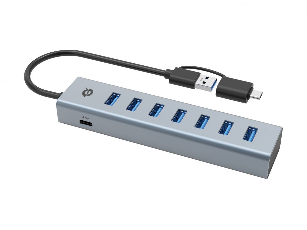 Conceptronic HUBBIES21GP 7-Port USB 3.0 Hub with Power Adapter Grey