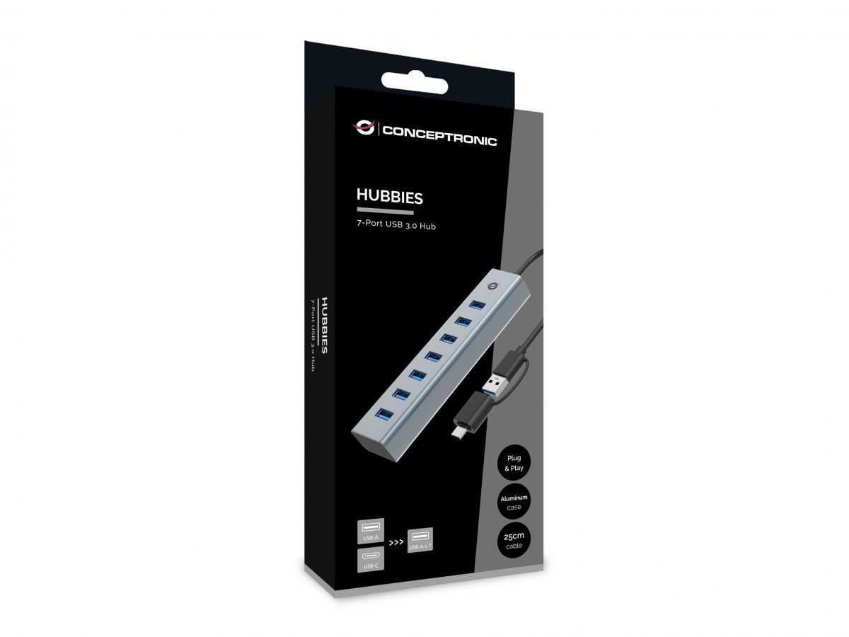 Conceptronic HUBBIES21G 7-Port USB 3.0 Hub Grey