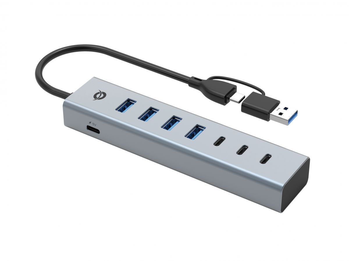 Conceptronic HUBBIES20GP 7-Port USB 3.0 Hub with Power Adapter Grey