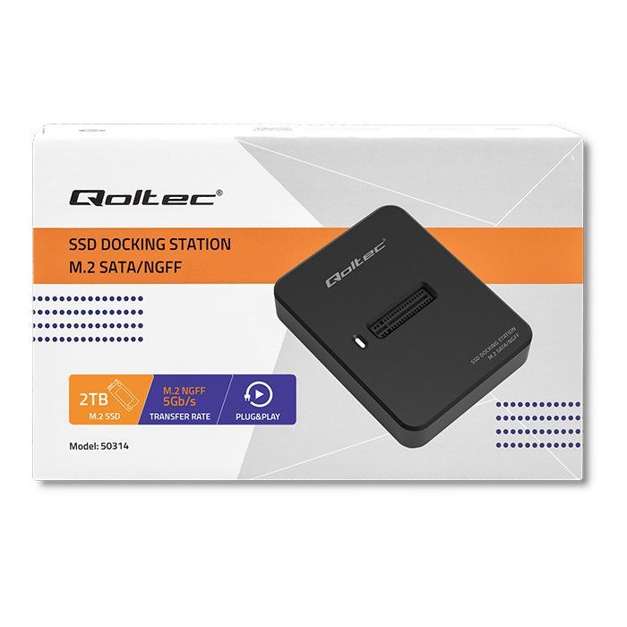 Qoltec USB3.1 M.2 SATA Docking Station Enclosure Black