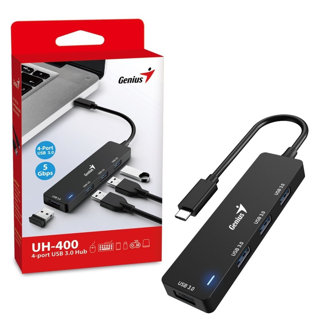 Genius UH-400 4-Port USB 3.0 HUB Black