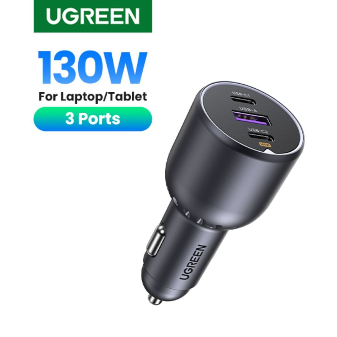 UGREEN 130W 3-Port Fast Car Char Gray