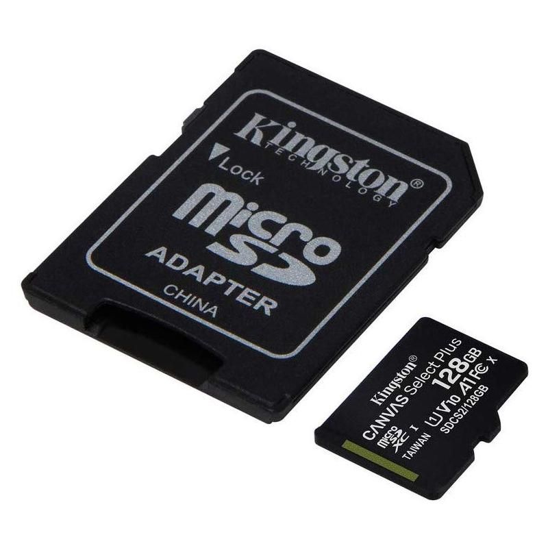 Kingston 128GB microSDXC Canvas Select Plus Class 10 100R A1 C10 Card + adapterrel